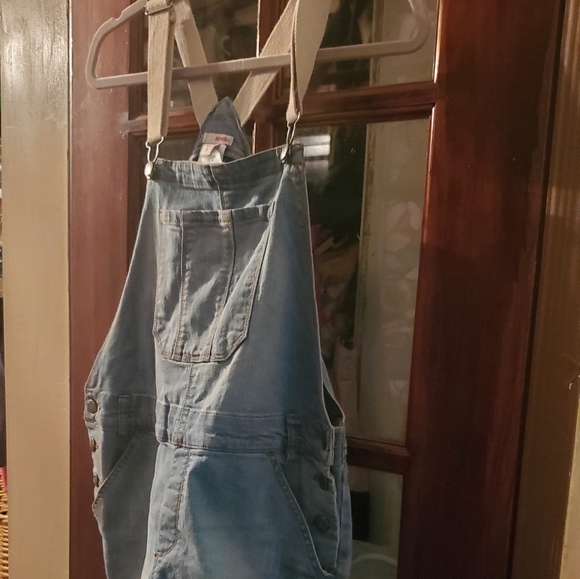 Women's Juniors Denim Shorts Shortalls Overalls - Picture 1 of 6
